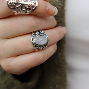 moonstone teardrop sterling silver gemstone ring