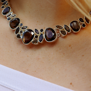 smoky quartz silver gemstone necklace