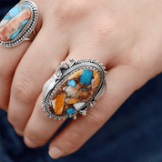 oyster turquoise sterling silver gemstone ring