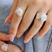 pearl sterling silver gemstone ring