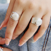 pearl sterling silver gemstone ring