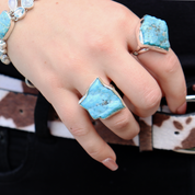 rough turquoise gemstone sterling silver ring
