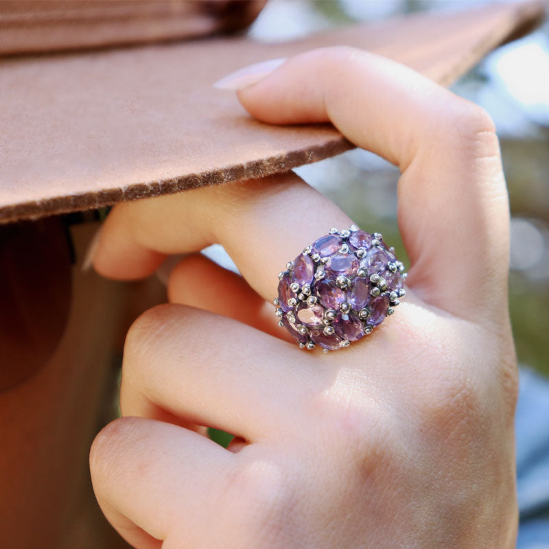 amethyst silver gemstone ring