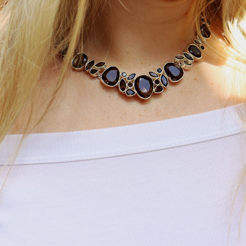 smoky quartz silver gemstone necklace