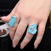 rough turquoise gemstone sterling silver ring
