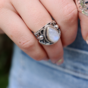 moonstone teardrop sterling silver gemstone ring