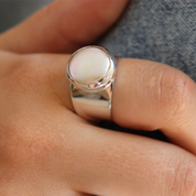 pearl sterling silver gemstone ring