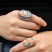 oyster turquoise sterling silver gemstone ring