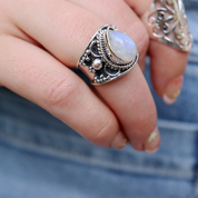 moonstone teardrop sterling silver gemstone ring