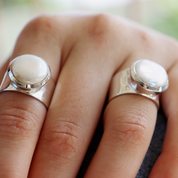 pearl sterling silver gemstone ring