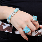 rough turquoise gemstone sterling silver ring