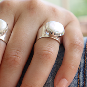 pearl sterling silver gemstone ring