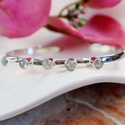 moonstone silver gemstone bangle cuff
