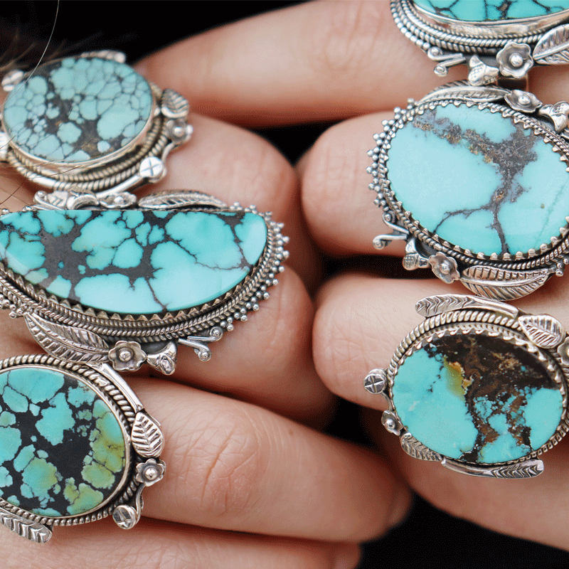 turquoise gemstone sterling silver ring