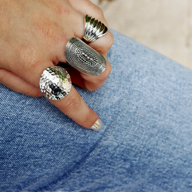 boho style silver tribal ring