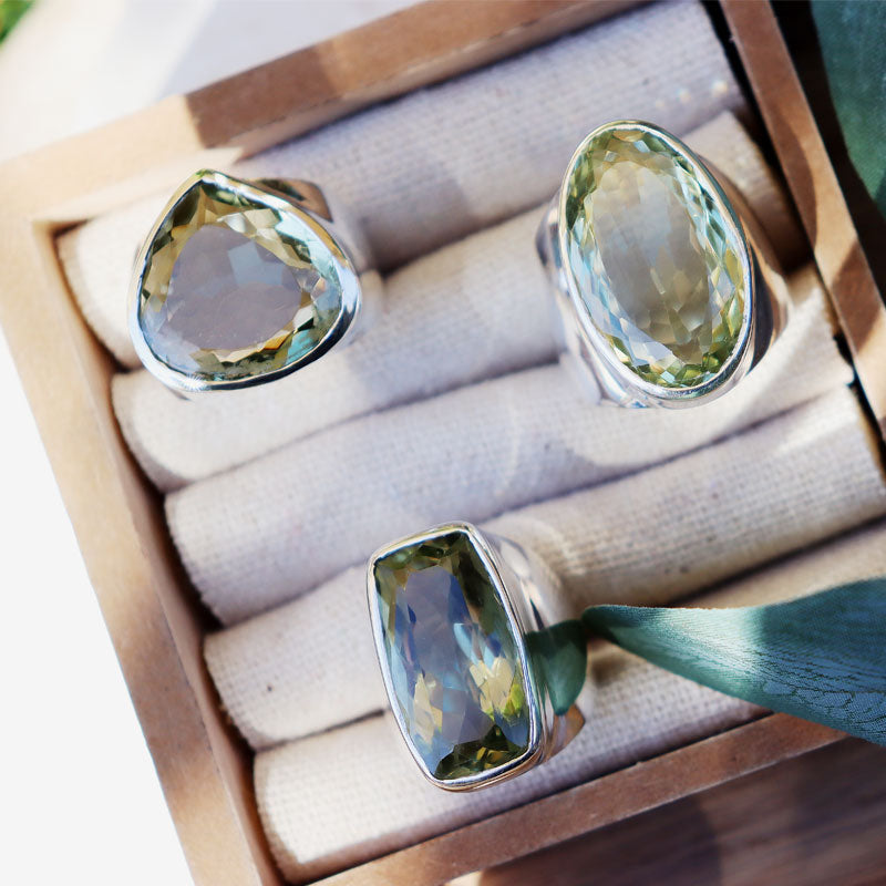 big green amethyst silver ring