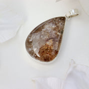 teardrop garden quartz silver gemstone pendant