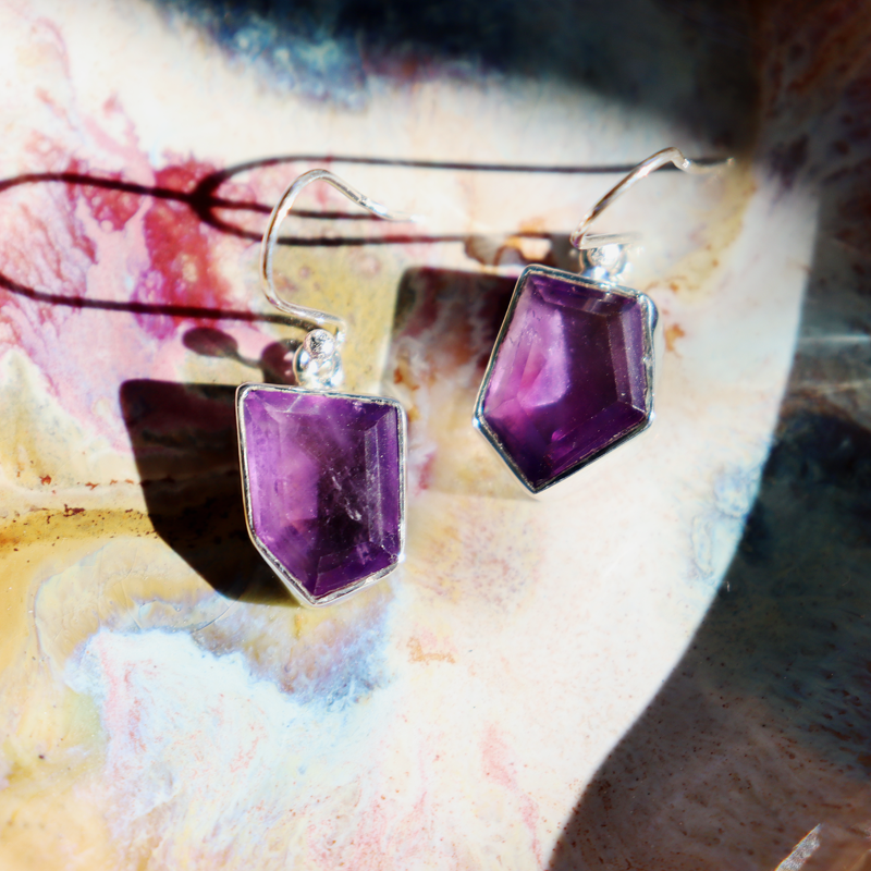 amethyst sterling silver gemstone earrings