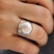 pearl sterling silver gemstone ring