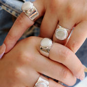 pearl sterling silver gemstone ring