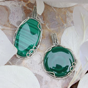 Malachite Oval Large Silver Pendant