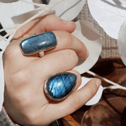 teardrop labradorite silver gemstone ring