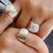 pearl sterling silver gemstone ring