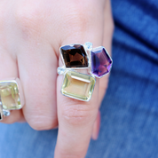 amethyst citrine smoky quartz blue topaz sterling silver gemstone ring