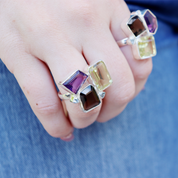 amethyst citrine smoky quartz blue topaz sterling silver gemstone ring