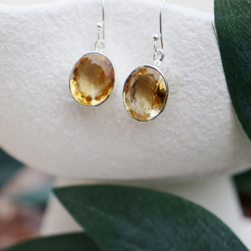 citrine silver gemstone earrings