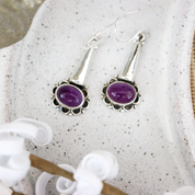 amethyst gemstone sterling silver drop earrings