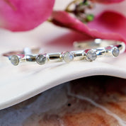 moonstone silver gemstone bangle cuff