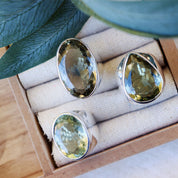 big green amethyst silver gemstone ring