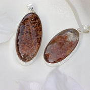 large oval garden quartz silver gemstone pendant