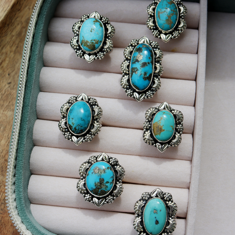 kingman turquoise sterling silver gemstone ring