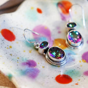 mystic topaz silver gemstone earrings