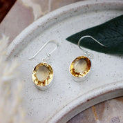 citrine silver gemstone earrings