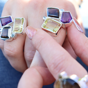 amethyst citrine smoky quartz blue topaz sterling silver gemstone ring