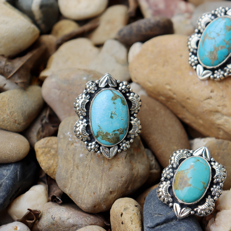 kingman turquoise sterling silver gemstone ring