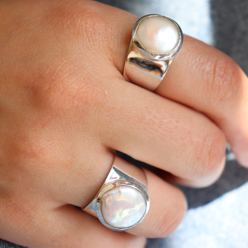 pearl sterling silver gemstone ring