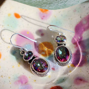 mystic topaz silver gemstone earrings
