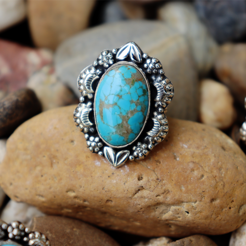 kingman turquoise sterling silver gemstone ring