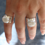 pearl sterling silver gemstone ring