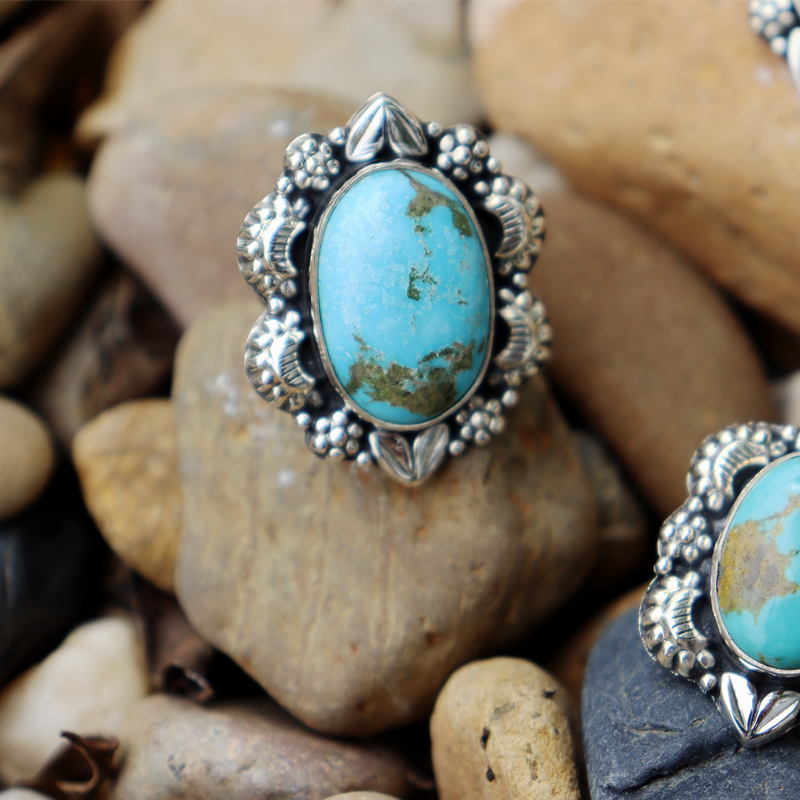 kingman turquoise sterling silver gemstone ring