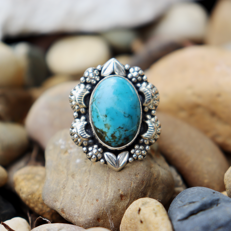 kingman turquoise sterling silver gemstone ring