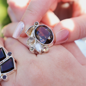 smoky quartz citrine pearl labradorite sterling silver gemstone ring