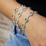 blue topaz silver gemstone bracelet