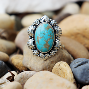 kingman turquoise sterling silver gemstone ring