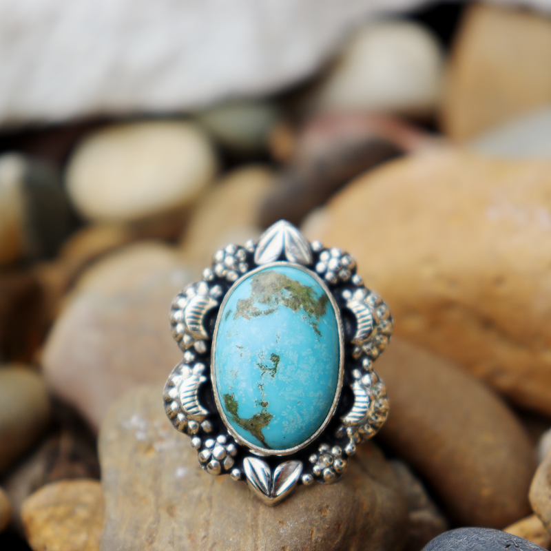 kingman turquoise sterling silver gemstone ring