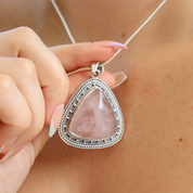rose quartz sterling silver gemstone pendant